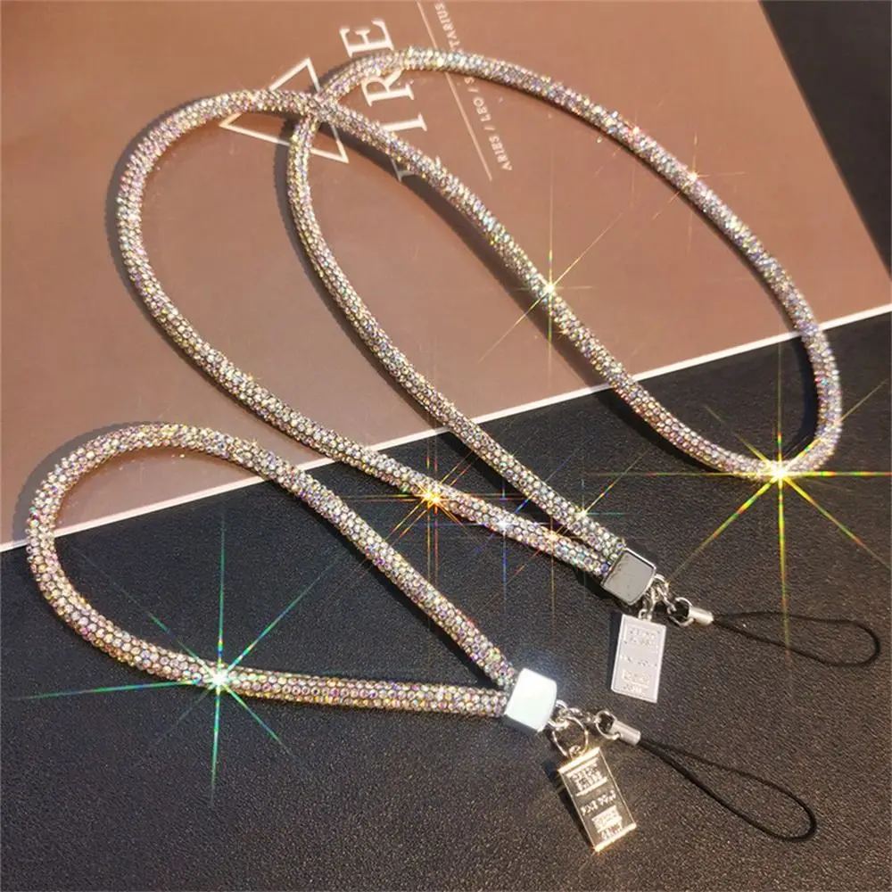 Full Diamond Rhinestone Phone Lanyard Wrist Chain Diamond Pendant Rhinestone Neck Strap Anti-lost Short Long Phone Straps