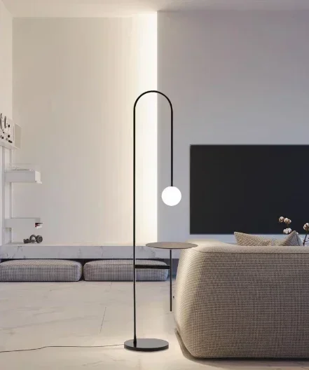 Modern Simple Decoration Floor Lamp Living Room Sofa Next To Wrought Iron Glass Led Vertical Light
