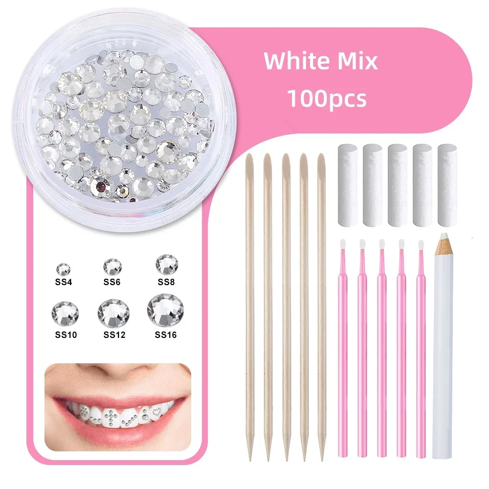 1set Zahn Edelstein Dekoration Dental Zähne Ornament Glas Diamant Geformt Ornament Diy Werkzeuge Party Verwenden Einfache Anwendung für anfänger