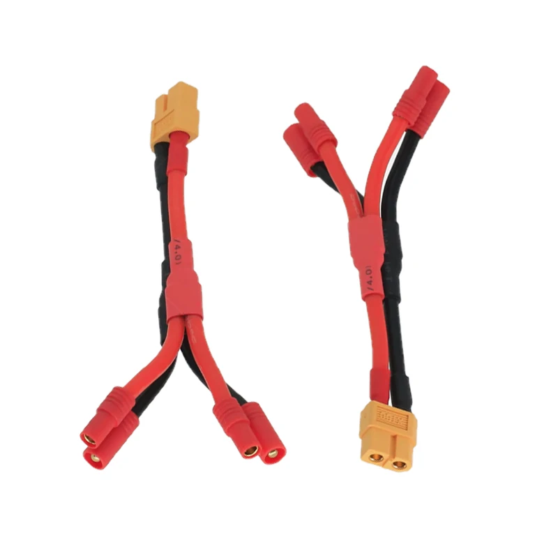 1/2 Pcs  2 HXT 3.5mm Plug to 1 XT60 Female Connector Parallel Wire Charge Cable 12awg 10cm for RC Charger Motor ESC