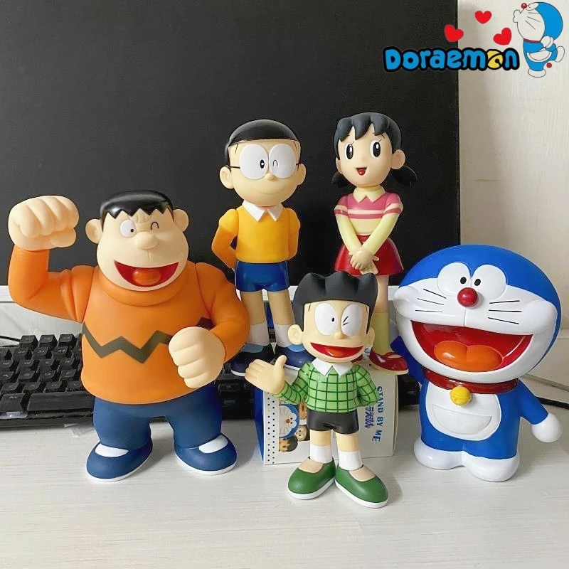 Kawaii Anime Doraemon Family Gouta Takeshi Nobita Nobi Minamoto Shizuka Anime Figure Pvc Desktop Action Figurine Toy Anime Gift