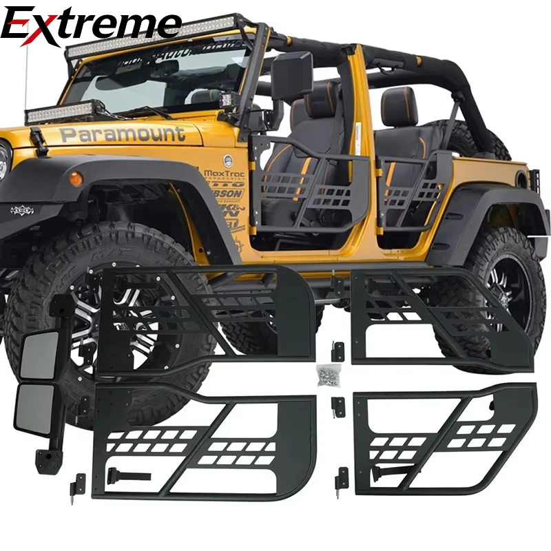 High Quality Carbon Steel Material Tubular Doors with Side View Mirrors for Jeep Wrangler JK 2007-2017
