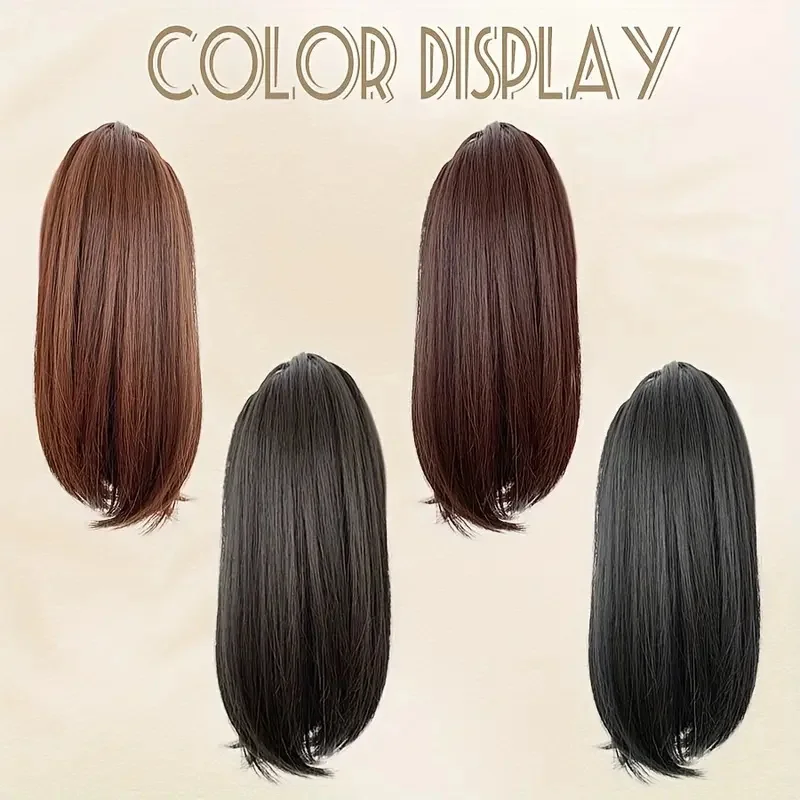 12Inch Synthetic Short Curly Ponytail Hair Extension Claw Clip Black Brown Hairpiece Invisible Instant Ponytail for Women