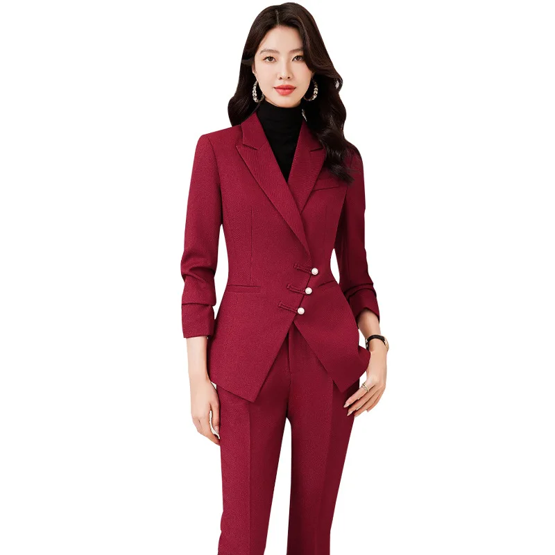 

Autumn Winter Women Business Suits with Pants and Jackets Coat Formal OL Styles Pantsuits for Women Blazers Professional