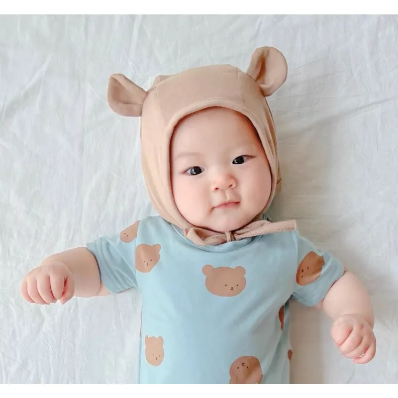 Cute Animal Ears Baby Cotton Ear Hat Newborn Tie on Bonnet Ultra Cute Infant Cap Soft Spring Autumn Beanie Kids Hats Accessories