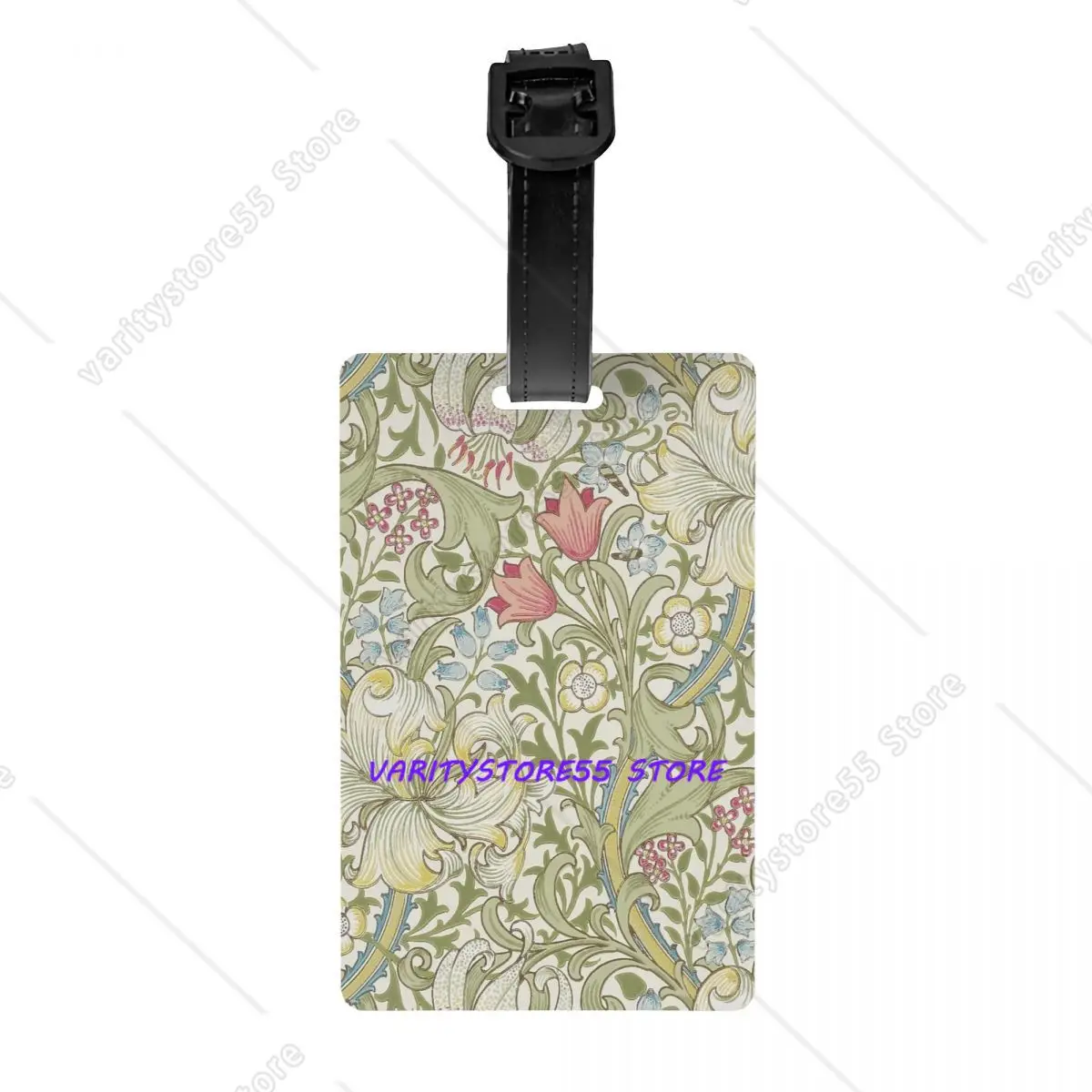 

Custom William Morris Art Luggage Tag for Suitcases Funny Floral Textile Pattern Baggage Tags Privacy Cover ID Label