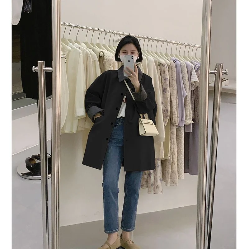Korean New Single-Breasted Casual Windbreaker Jacket Female Slim Outerwear Tops Trench Coat Women 2025 New Spring Autumn