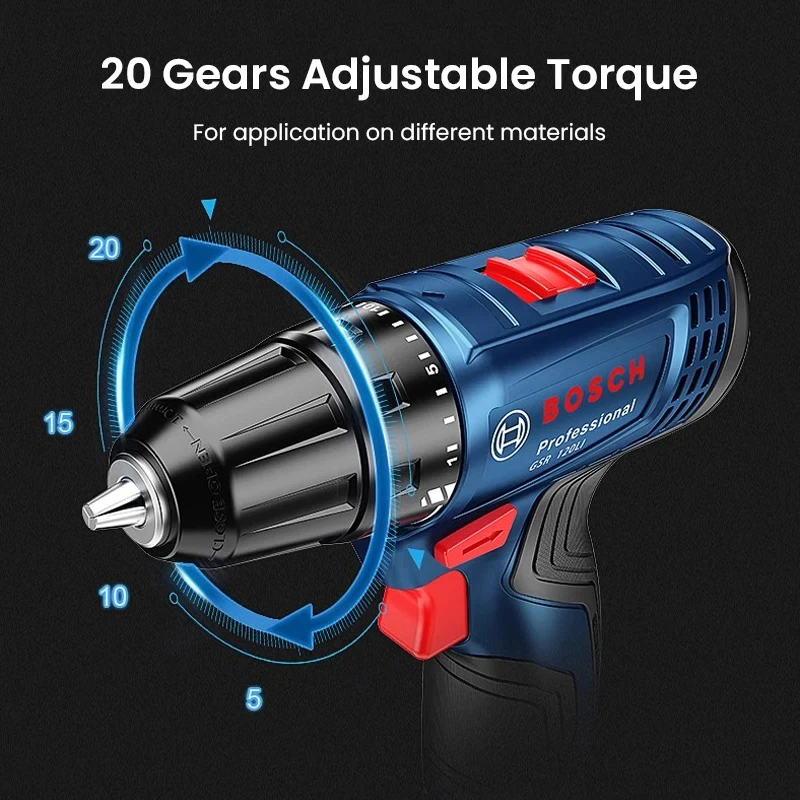 BOSCH Original GSR 120-LI 12V Cordless Portable Drill Driver 1500RPM 30NM Electric Screwdriver Lithium Battery Power Tools