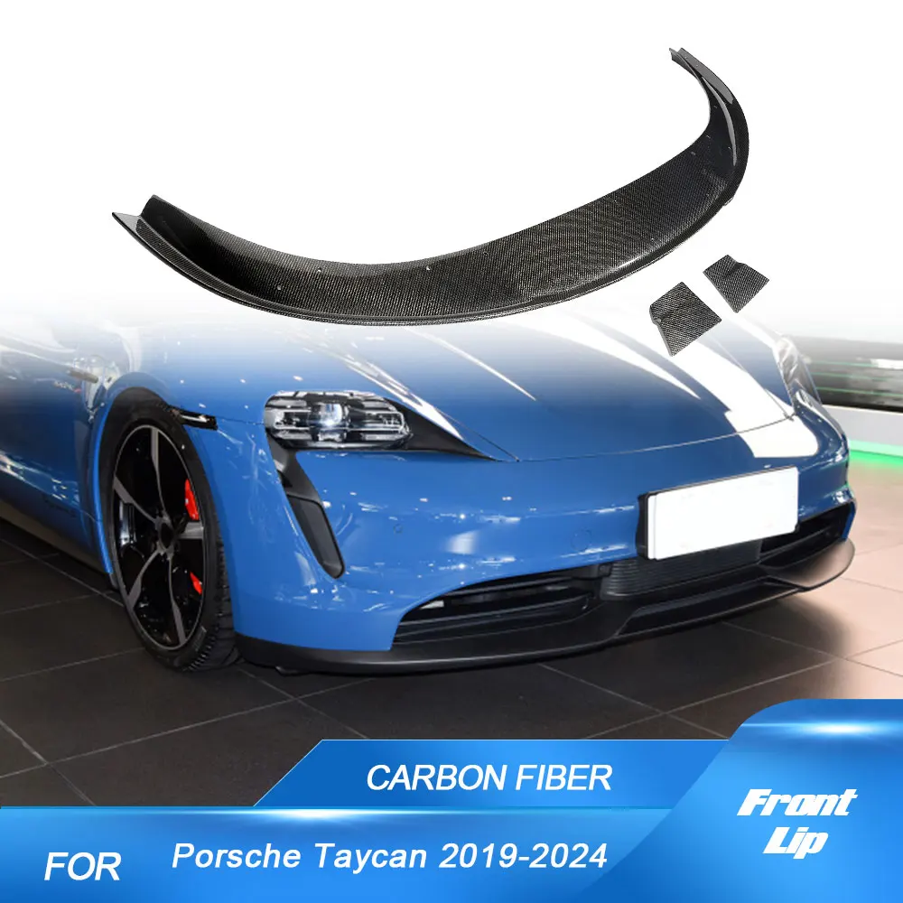 Carbon Fiber Car Front Bumper Lip Racing Body Kits for Porsche Taycan 9J1 2019-2024 Car Front Chin Lip Spoiler Splitters