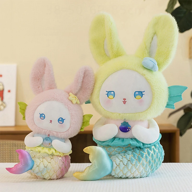 

Cute Mermaid Rabbit Plush Toy for Girls Birthday Christmas Gift Soft Stuffed Animal Pillow Decorative Window Display Playtime