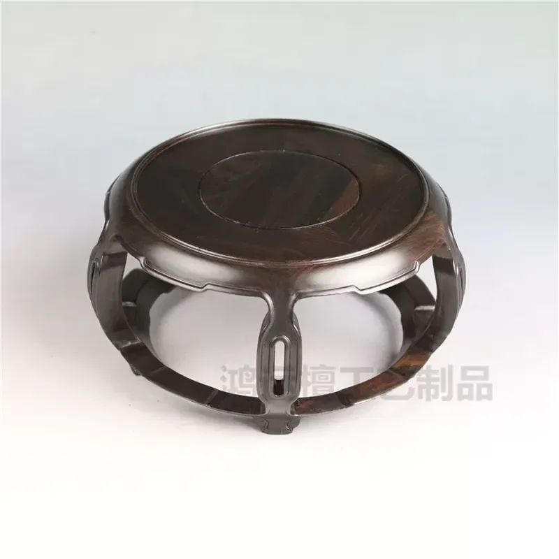 Red Sandalwood Drum Shaped Round Porcelain Teapot Bonsai Antique Jade Vase Ornament Incense Burner Bronze Base Flower Table