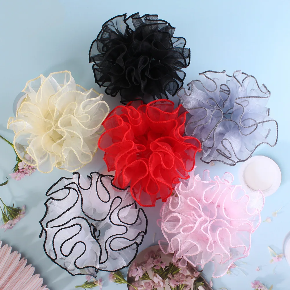 New Organza Mesh Scrunchies Hair Ring Lovely Puffy Mesh Elastic Rubber Band Hair Accessory Girls Ponytail Holder Ornament Gift
