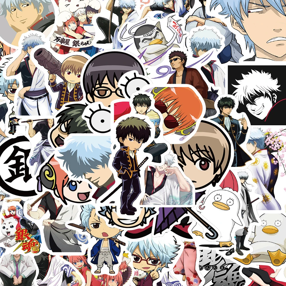 

10/30/50pcs Gintama Anime Stickers for Kids Cool Sakata Gintoki Cartoon Decals DIY Car Laptop Hijikata Toushirou Sticker