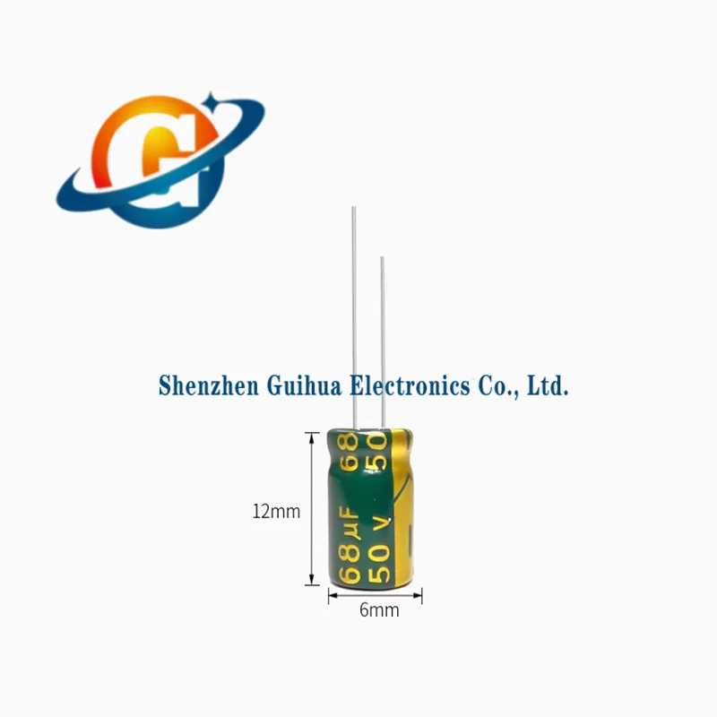 20pcs 50v68uf High Frequency Low Resistance Long Life High Quality Green Gold Electrolytic Capacitor Volume 6x11MM