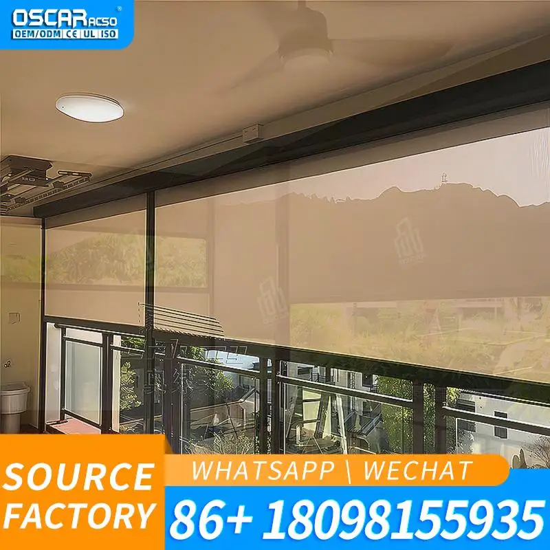 Outdoor Space With Automatic Smart Drive Exterior Zip Track Electric Roller Blinds for Effortless Shade Patio Garden Balcony Wea