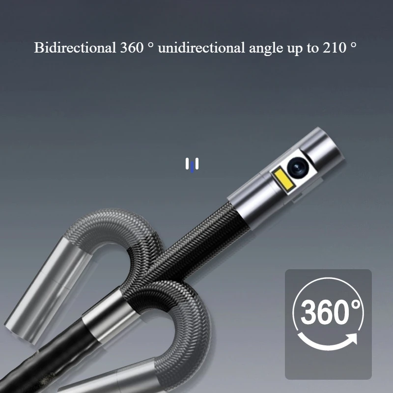 360 degree steering industrial endoscope dual lens, automotive engine maintenance instrument carbon deposit endoscope