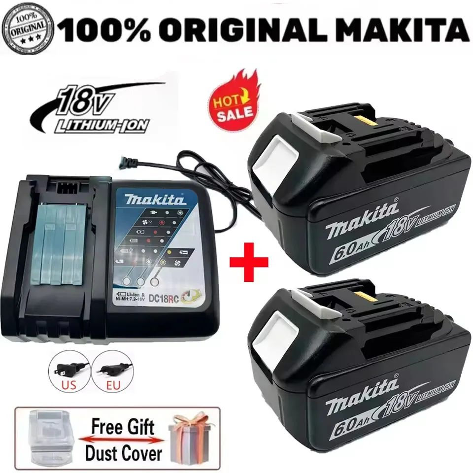 

Makita 18v Battery With Charger Rechargeable Lithium Ion for DDF487 BL1880 BL1860B LXT400 Power Tool Makita 18 v Battery