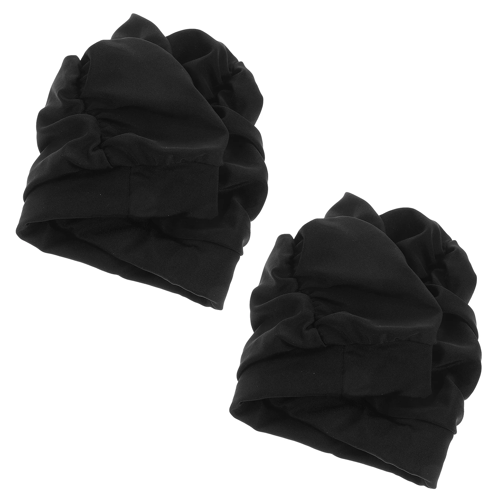 

2 Pcs Swim Caps for Women Swimming Hair Long Nylon Large Protection 1600X1600X1400CM Black Waterproof Women's