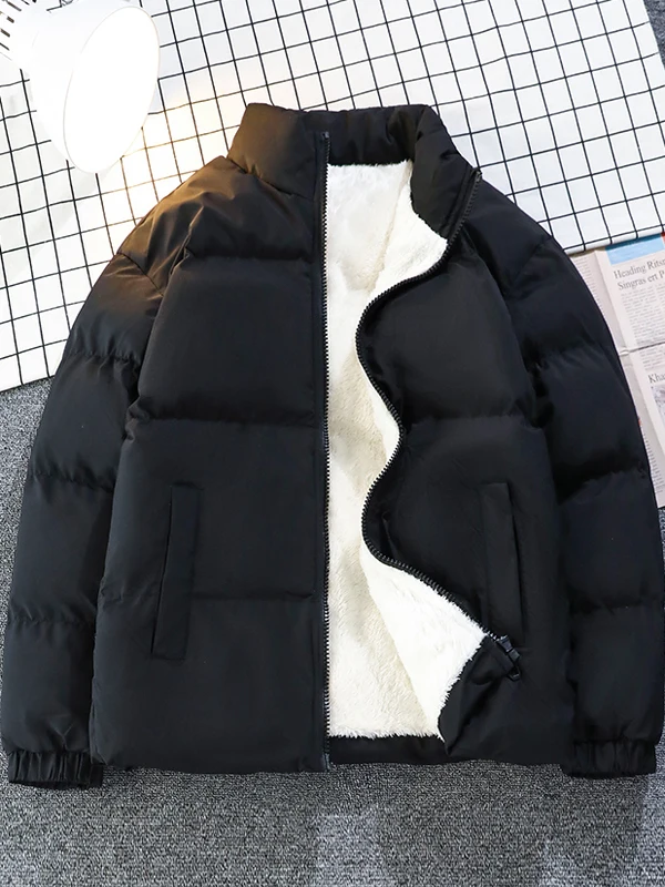 

Lamb Velvet Jaet for Teens Winter Thiened Loose Large Size Hooded Cotton Clothes Warm Casual Bread Sle Polyester Fiber