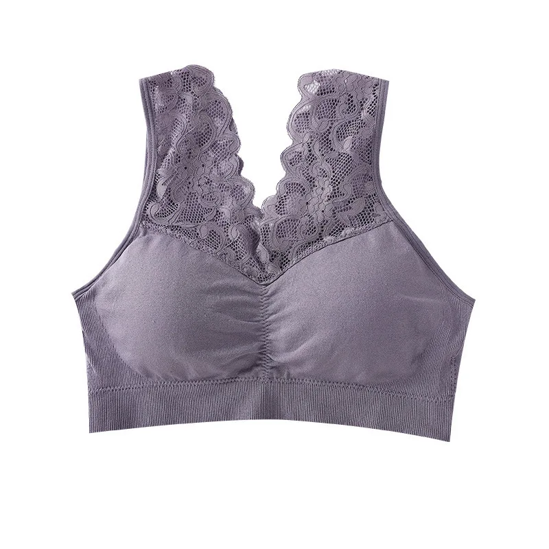 Wireless Backless Lace Bralette with Chest Pad Women's Sexy Style Top Chest Wrap Nylon Fabric No Steel Ring Comfortable KUCLUT