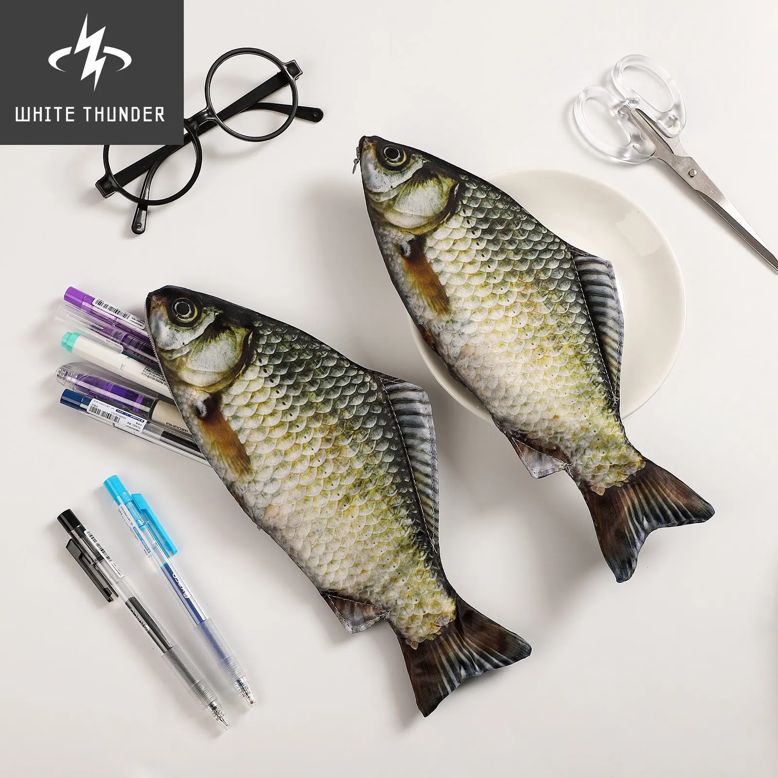 

JIANWU Creative Simulated Salted Fish Pencil Case Large Capacity Pencils Pouch Bag Funny School Pencil Cases Stationery Supplies