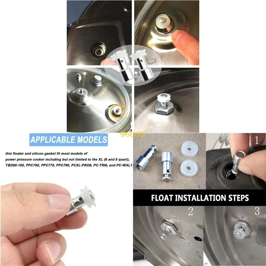96GF Durables Clear Silicone Gasket Floats and Sealing Set Universal Pressure Cooker Replacement Set for Various Cooker Model