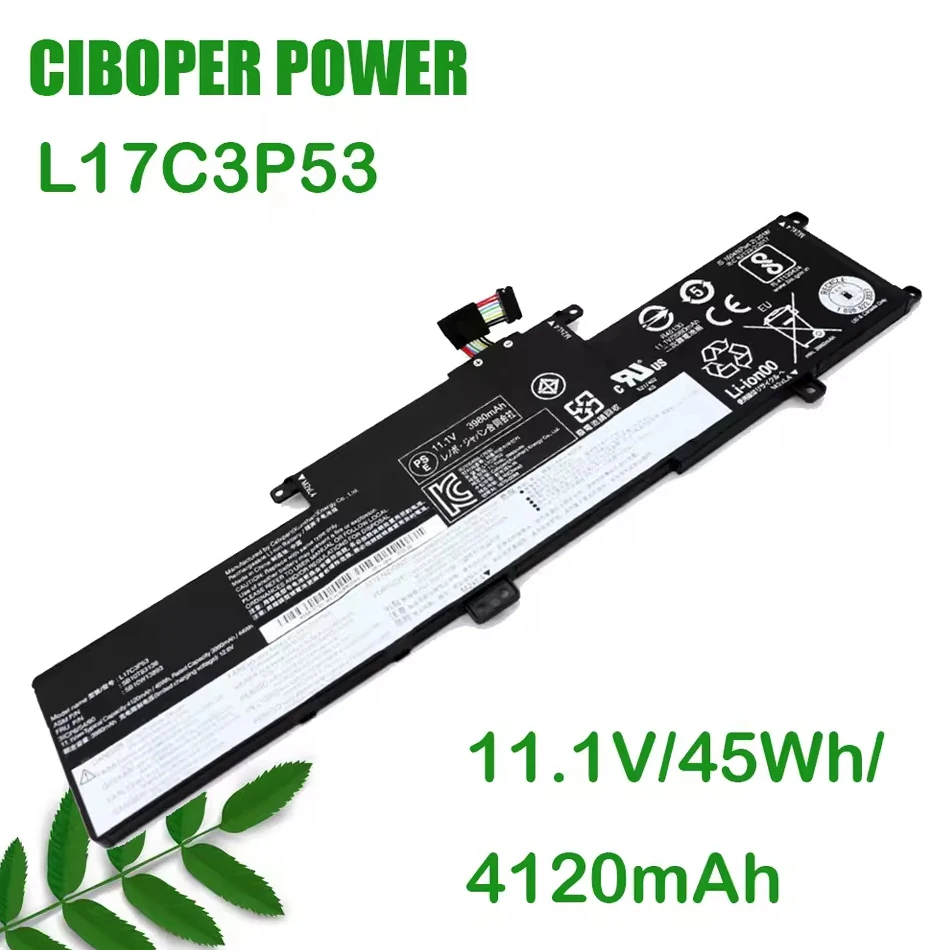 CP Laptop Battery L17C3P53 L17M3P55 L17L3P53 01AV481 01AV483 11.1V 45Wh For Thinkpad S2 Yoga L380 L390 Yoga S2 2018 Series