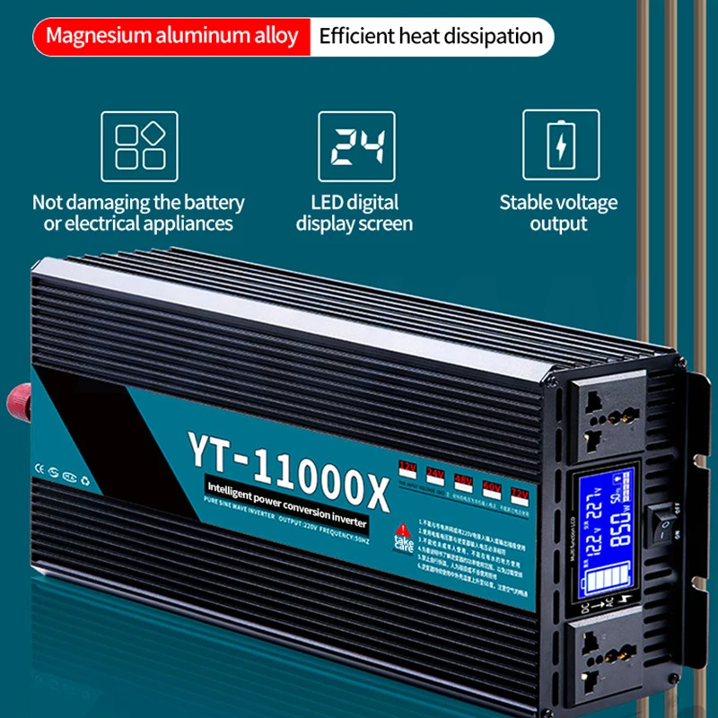 12V24V48V60V72V To 220V Power Supply Household High Power Auto Repair Sine Inverter Car Mounted Pure Sine Wave Inverter Converts