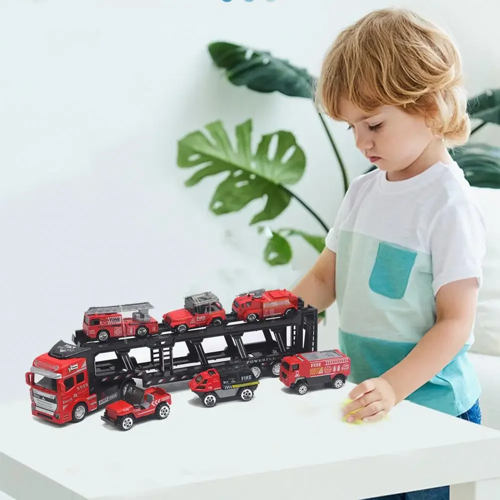1 zestaw realistycznych modeli ciężarówek i 6 mini samochodów do interakcji rodzic-dziecko, zabawki kolejowe, modeli samochodów dla dzieci