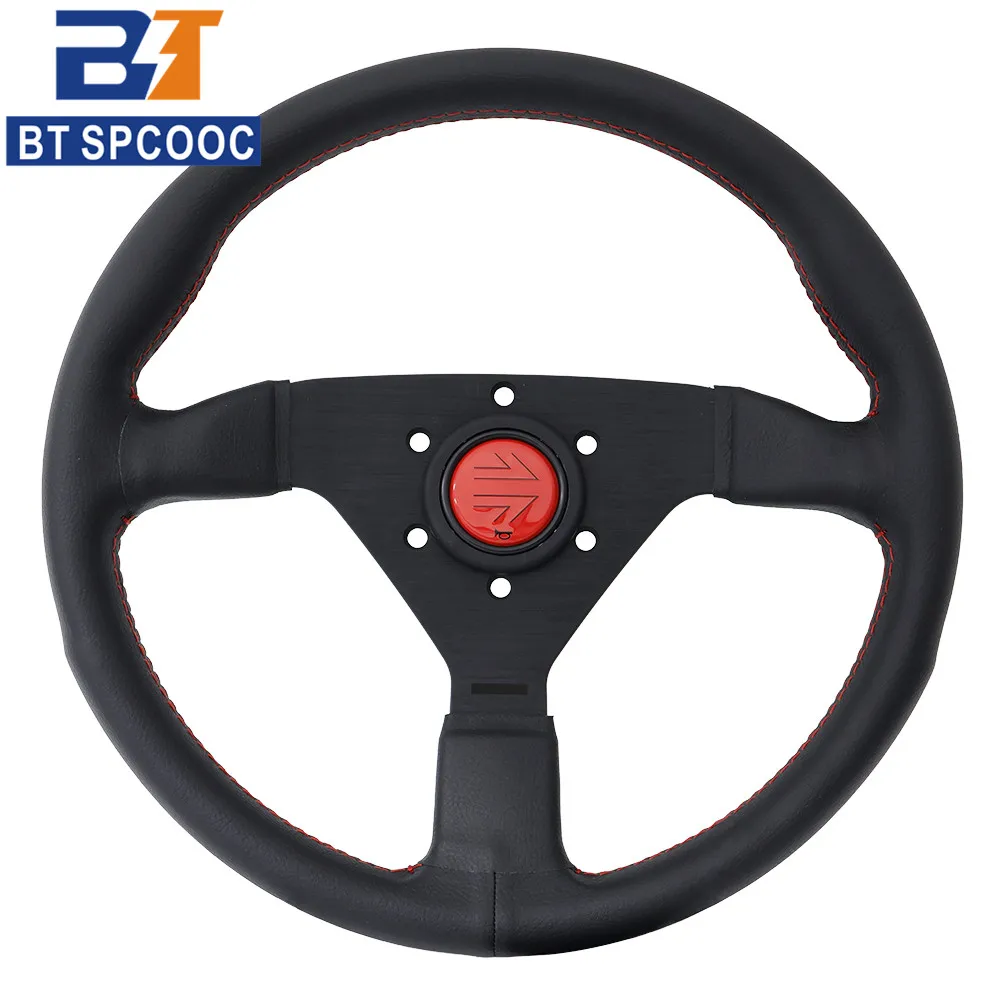 V2 12.5inch 320mm Flat Racing Steering Wheel Real Leather Car Dirft Sports Steering Wheels