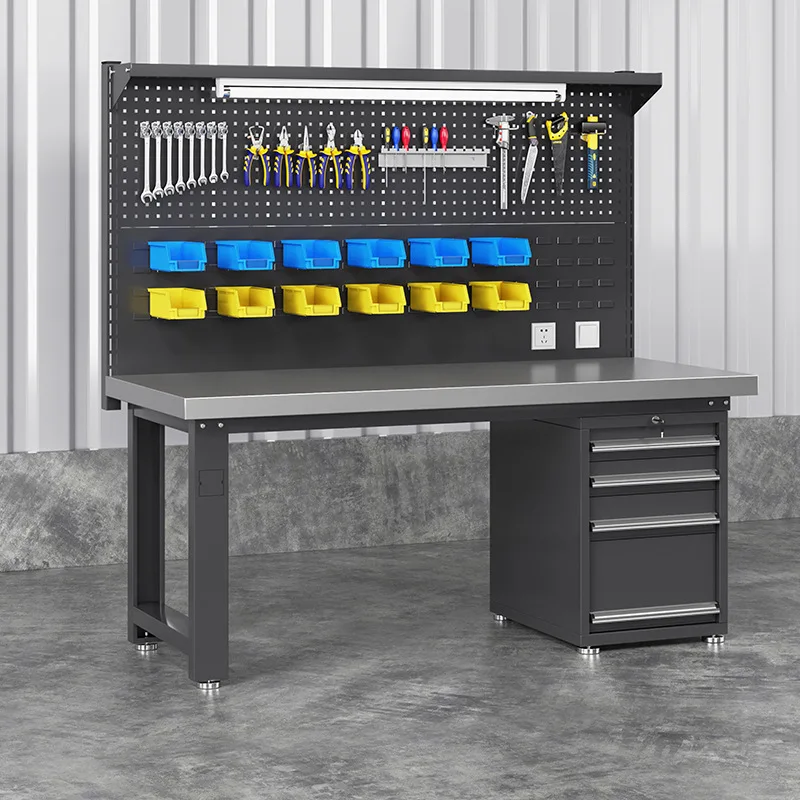 Heavy duty stainless steel console, fitter workbench workshop anti-static maintenance table, mold assembly quality inspection ma