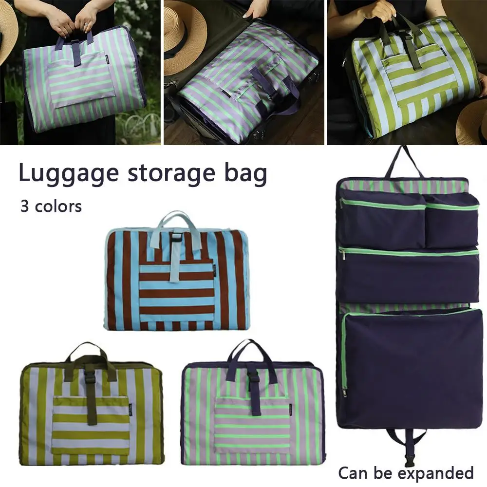 

Travel Duffel Bag Waterproof 4 In 1 Handbag Travel Carry Pouch Luggage Storage Bag Folding Portable Striped Tote Bag