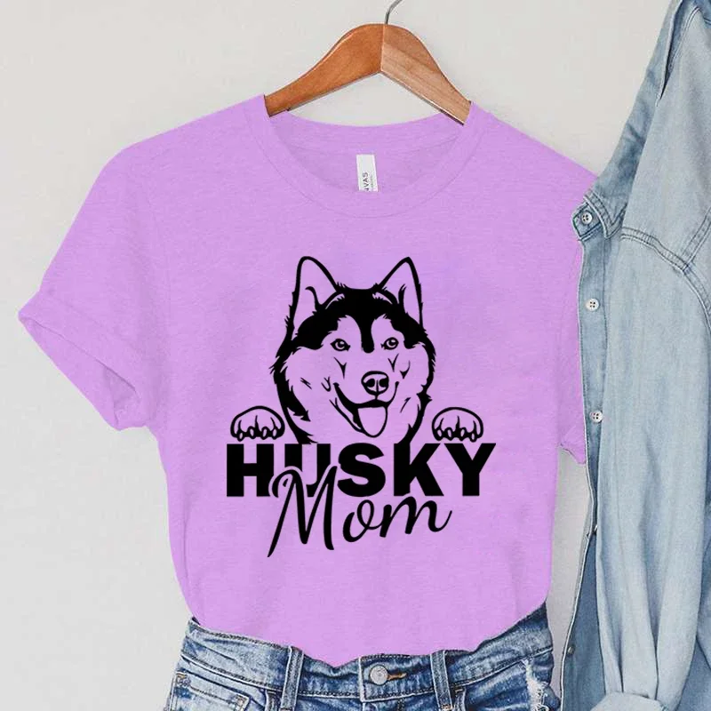 Harajuku Husky Mom Y2k Top Female Summer Animal Graphic T Shirts Cartoon Husky Women Clothing Vintage Husky Mama Print T-Shirts