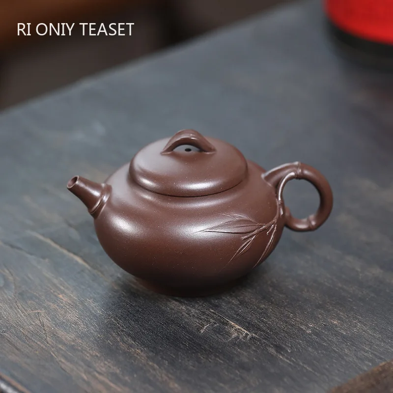 

180ml Chinese Yixing Purple Clay Teapots Creative Handmade Bamboo Leaf Tea Pot Beauty Tea Infuser Zisha Kettle Household Tea Set