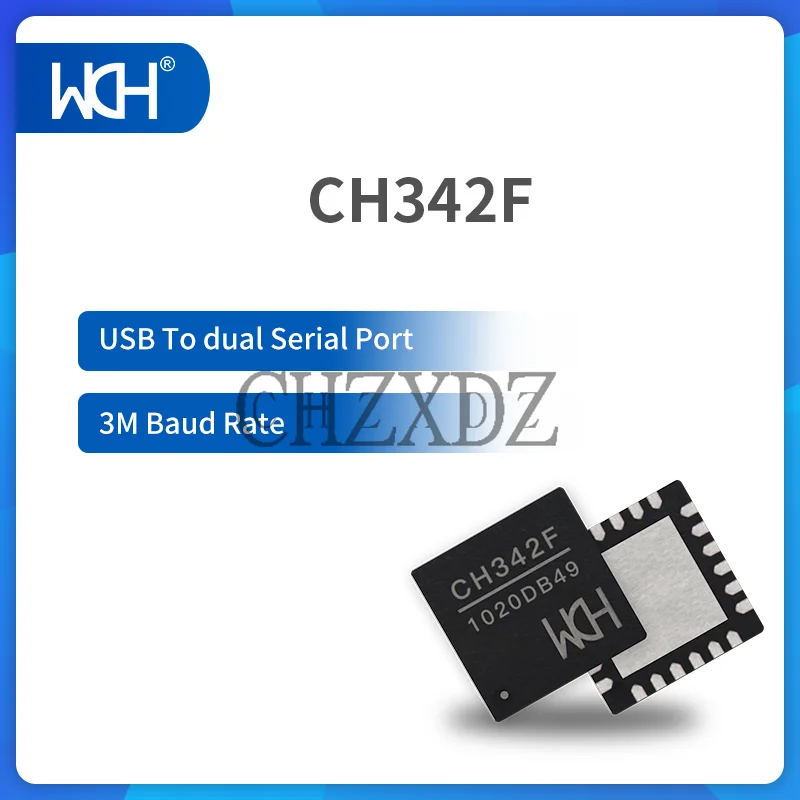 CH342 USB para 2 UART Chip, Relógio Integrado, 3Mbps Baud Rate, QFN24 e ESSOP10 WCH, 10pcs por lote
