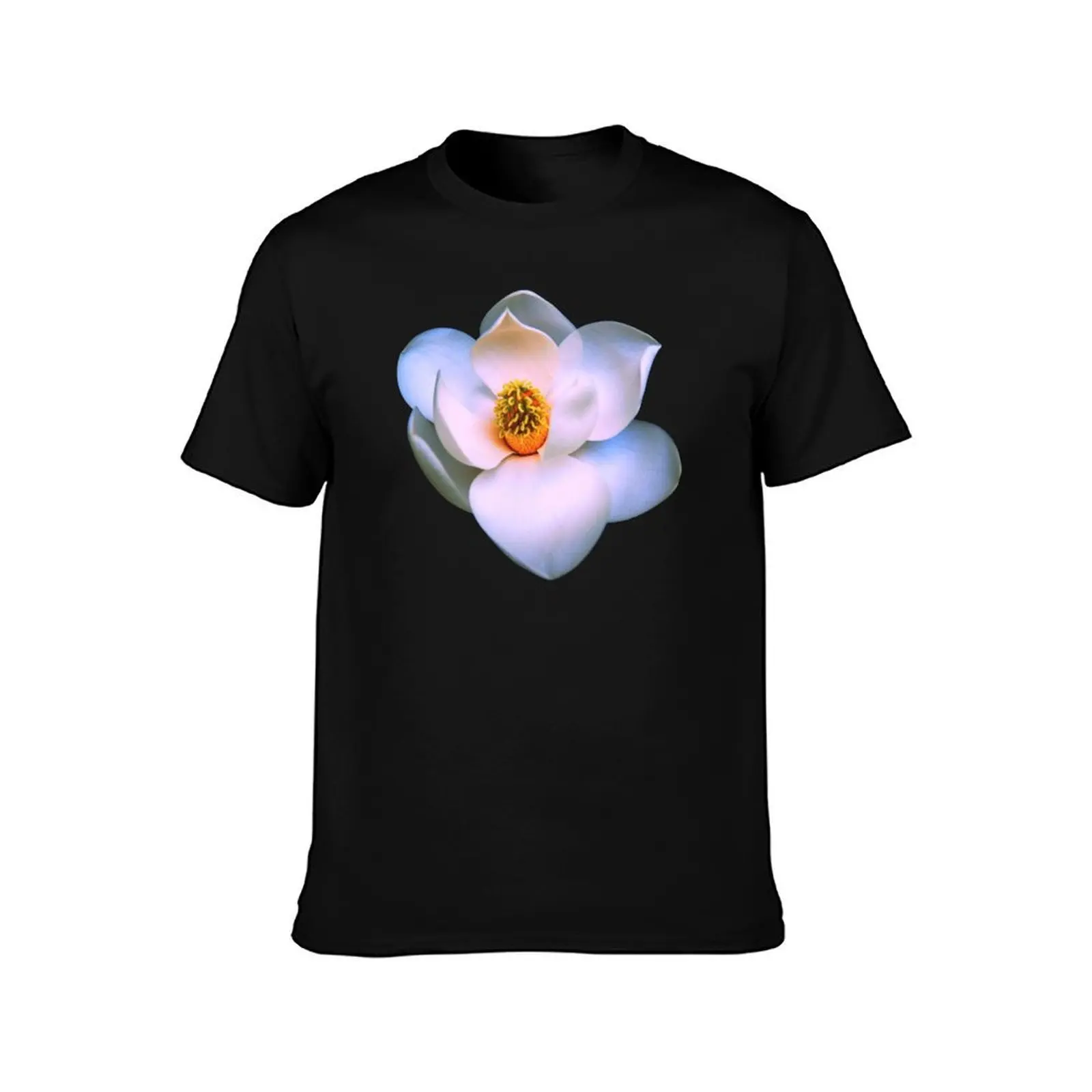 Pink and Blue Magnolia T-Shirt, Summer Casual Cotton Tee, Oversized Streetwear Tops, Vintage Graphic Print, Unisex Men Women
