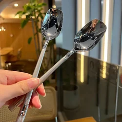 Stainless Steel Thickening Spoon Creative Long Handle Hotel Hot Pot Spoon Soup Ladle Tableware Home Kitchen Essential Tools