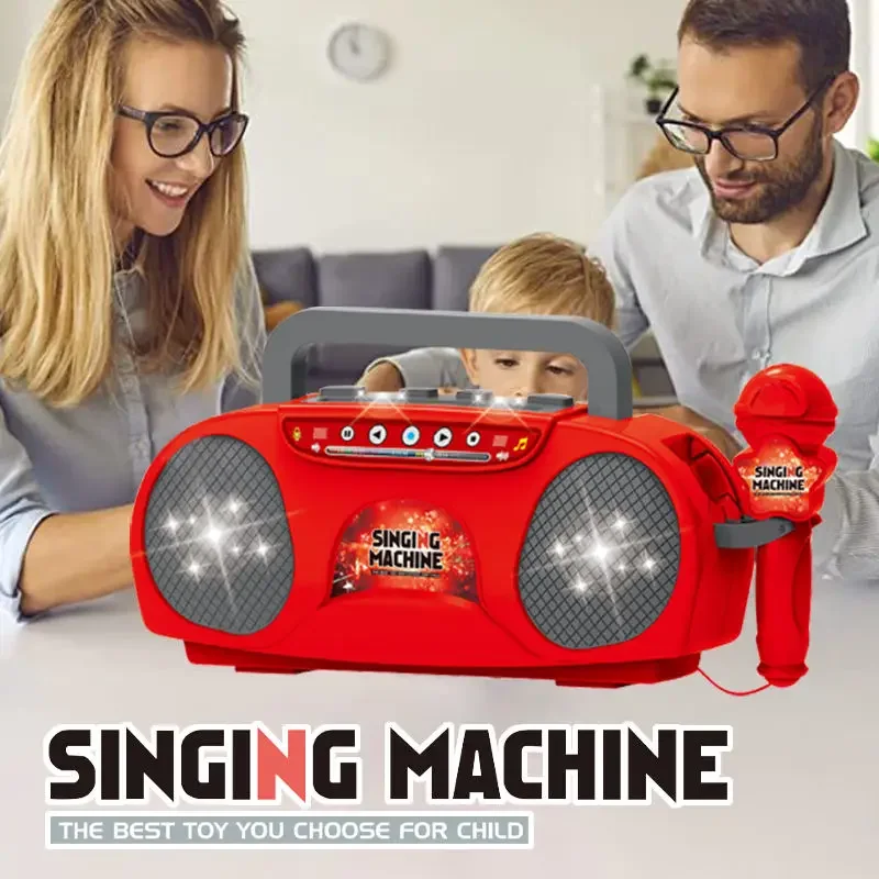 Microfono per bambini Macchina per karaoke Strumento musicale Giocattoli con luce Giocattolo educativo da viaggio per interni ed esterni Regalo per bambina