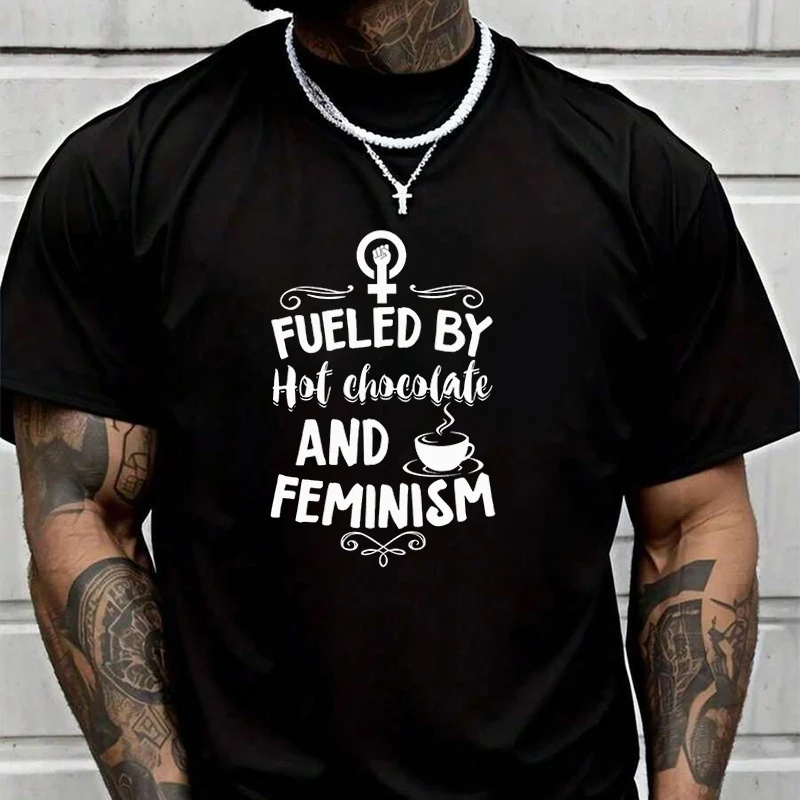 

Feminism Chocolate Gift Creative Print T Shirt Summer Short-sleeved Casual Tee Men Women Streetwear Loose T-shirt