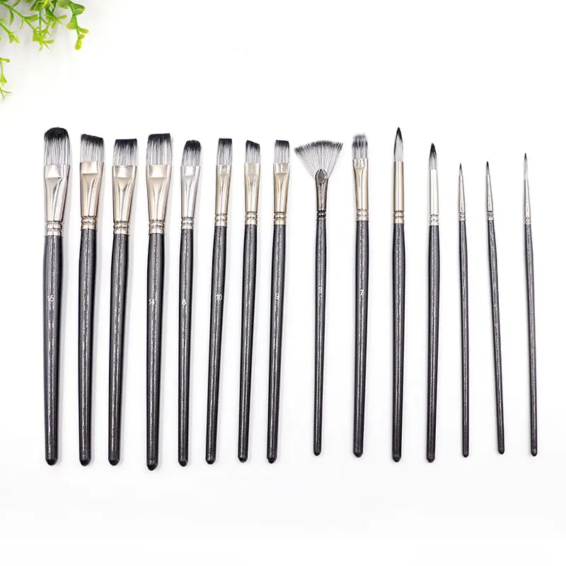 Bview Art 15Pcs Different Shape And Size Artist Paint Brush Set For Acrylic Watercolor Oil painting