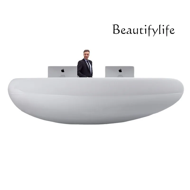 Creative FRP Shaped Front Desk Hotel Shopping Mall Bar Beauty Salon Office Services checkout page