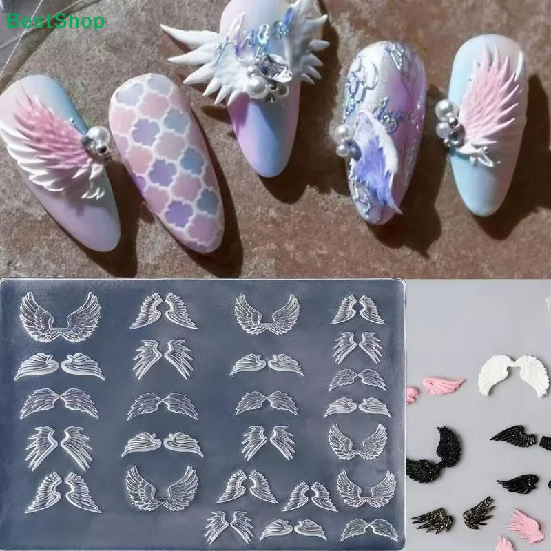 ✂3D Angel Wings Nail Art Mold,Silicone Nail Carving Mold for DIY Angel Wing Charms,Resin & Polymer Clay Nail Decoration Tool