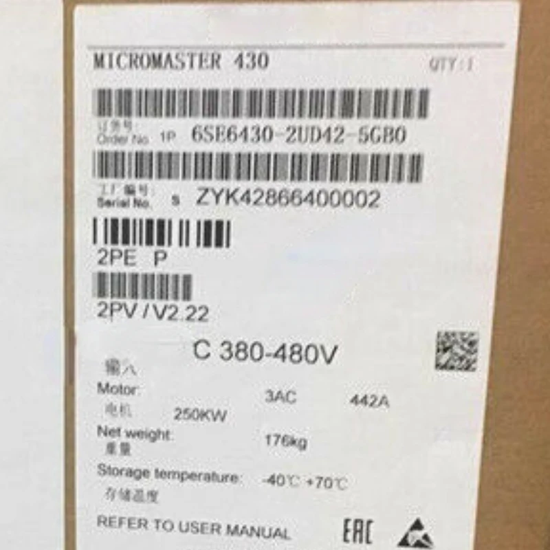 NEW 6SE6430-2UD42-5GB0 MICROMASTER 430 Secondary Moment 250kW Overload 110% 59S 6SE6 430-2UD42-5GB0