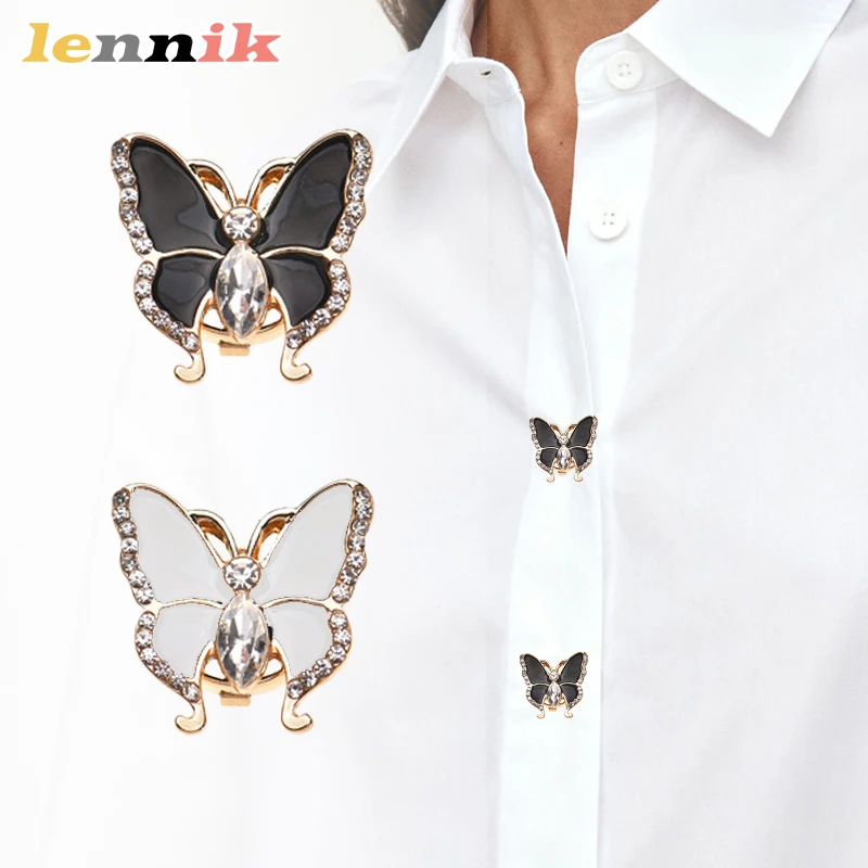 LENNIK 3D-Schmetterlings-Strass-Hemd-Manschettenknöpfe, leichtes, luxuriöses, stilvolles High-End-Design, Unisex-Kragen-Dekorationsschmuck, jetzt im Angebot