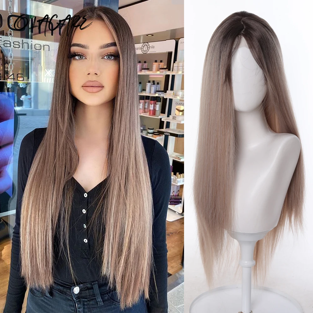 

Synthetic Long Lace Wavy Wig for Women 26 Inch Middle Part Curly Natural Looking Heat Resistant Fiber for Daily Party Christmas