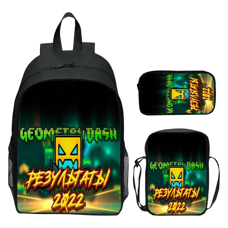 16 inch children's backpack set, geometry dash, elementary school backpack, kindergarten backpack, shoulder bag, pencil case