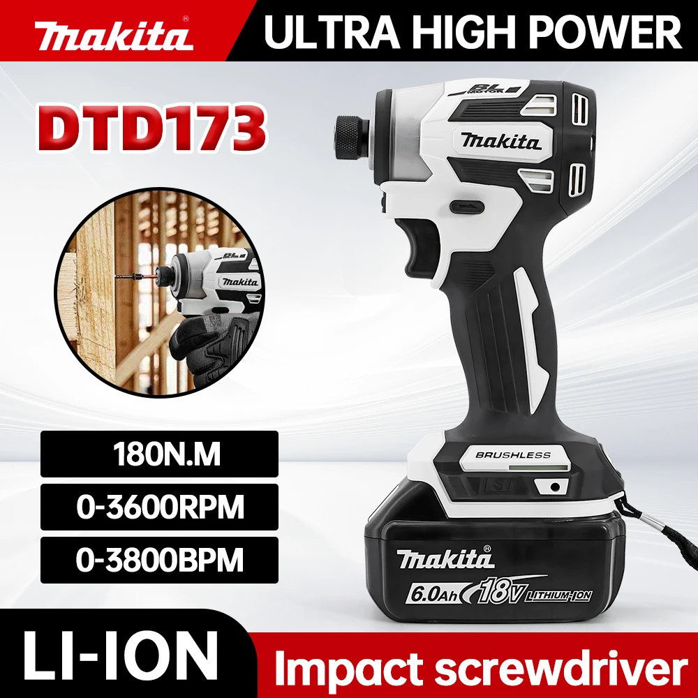 Makita DTD173 180Nm White Brushless 18V Electric Screwdriver Multicolor Home Improvement DIY Wood Bolt T-Mode Tool