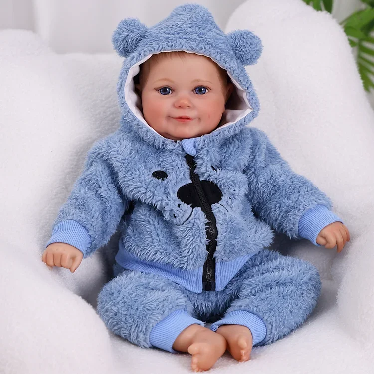 Maddy 20 Inch Smiling Reborn Baby Dolls Older Boy Vinyl Head Soft Cloth Body Realistic Lifelike Reborn Dolls