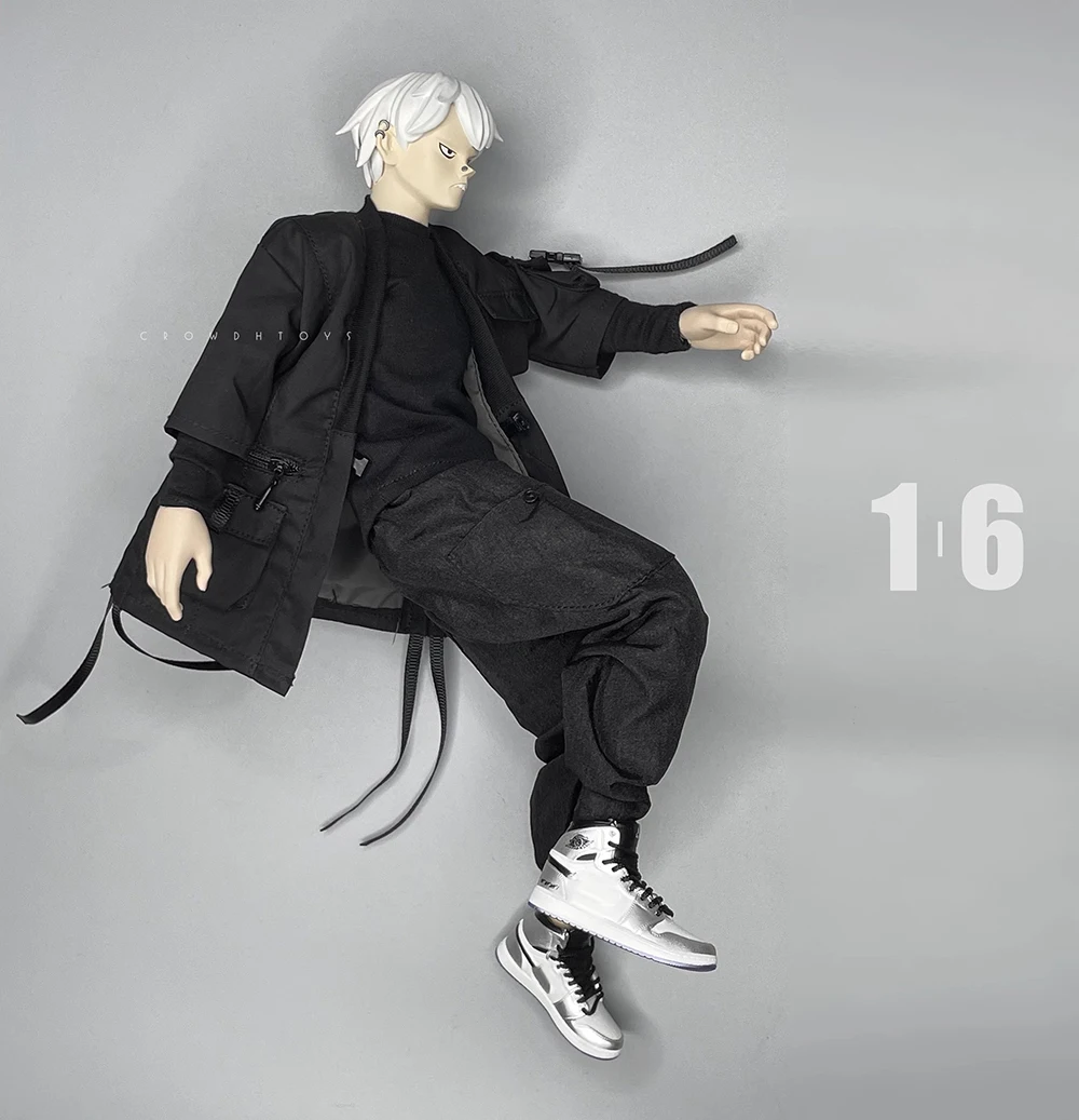 1/6 3ATOYS moda czarny płaszcz kamizelka luźne spodnie akcesoria obuwnicze dla 12 "figurka lalki kolekcjonerskie DIY