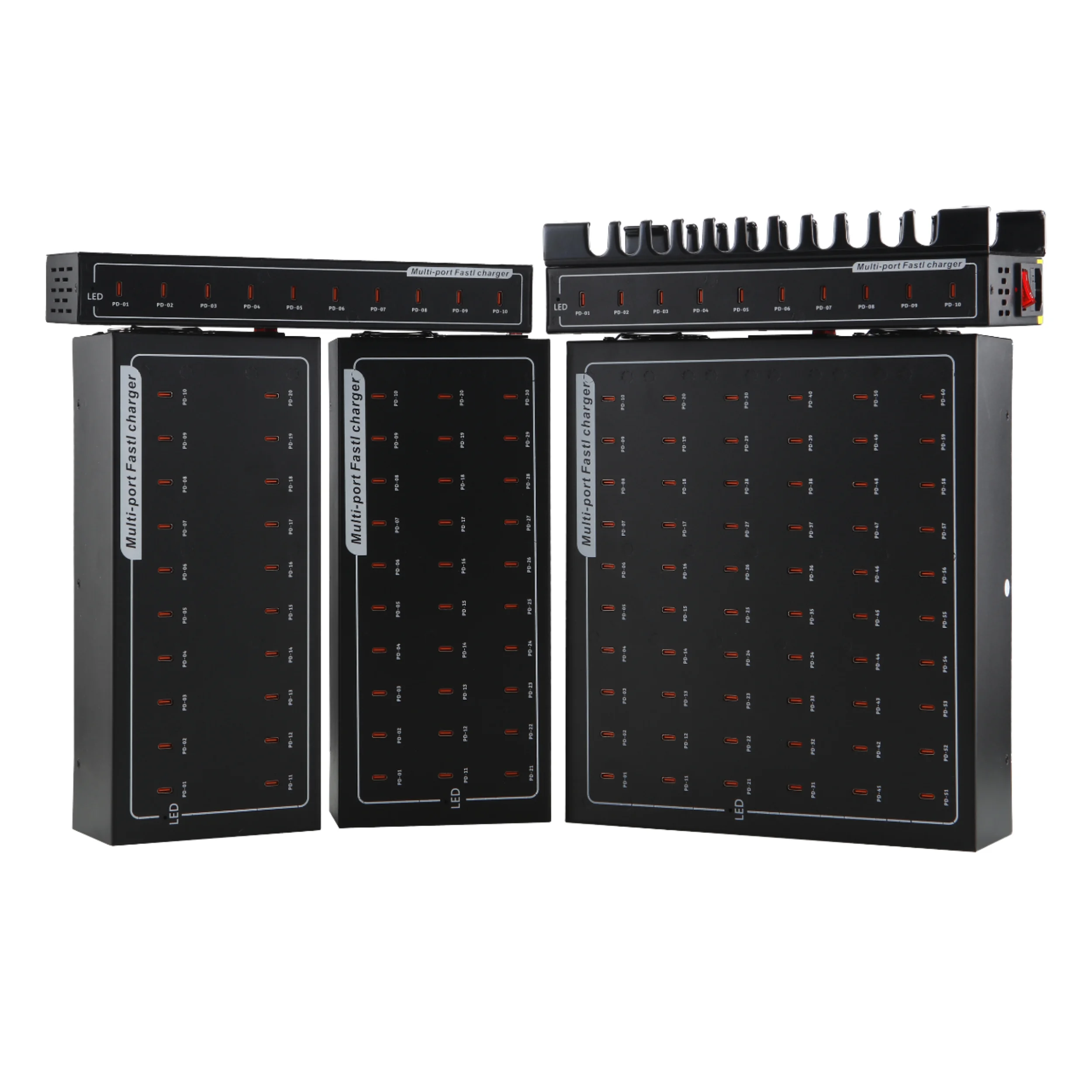 

HUNDA Metal case Multi-Function 1200W 60-Port QC3.0 USB Charging Station for Mobile Phones Tablets Integrated Electric